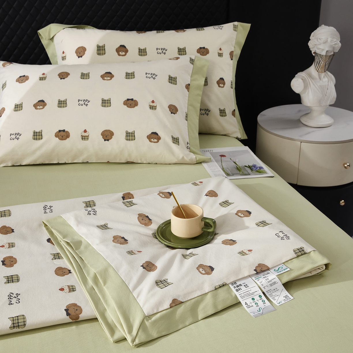 91家纺网 家纺一手货源 找家纺 网客家纺 2026新款A类凉感天丝棉夏被四件套 甜点熊