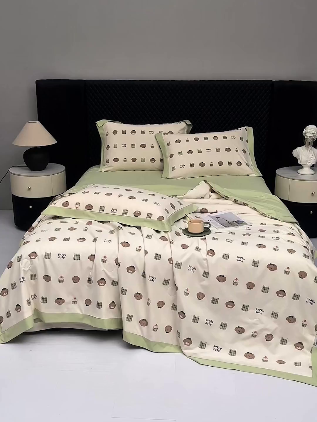 91家纺网 家纺一手货源 找家纺 网客家纺 2026新款A类凉感天丝棉夏被四件套 甜点熊