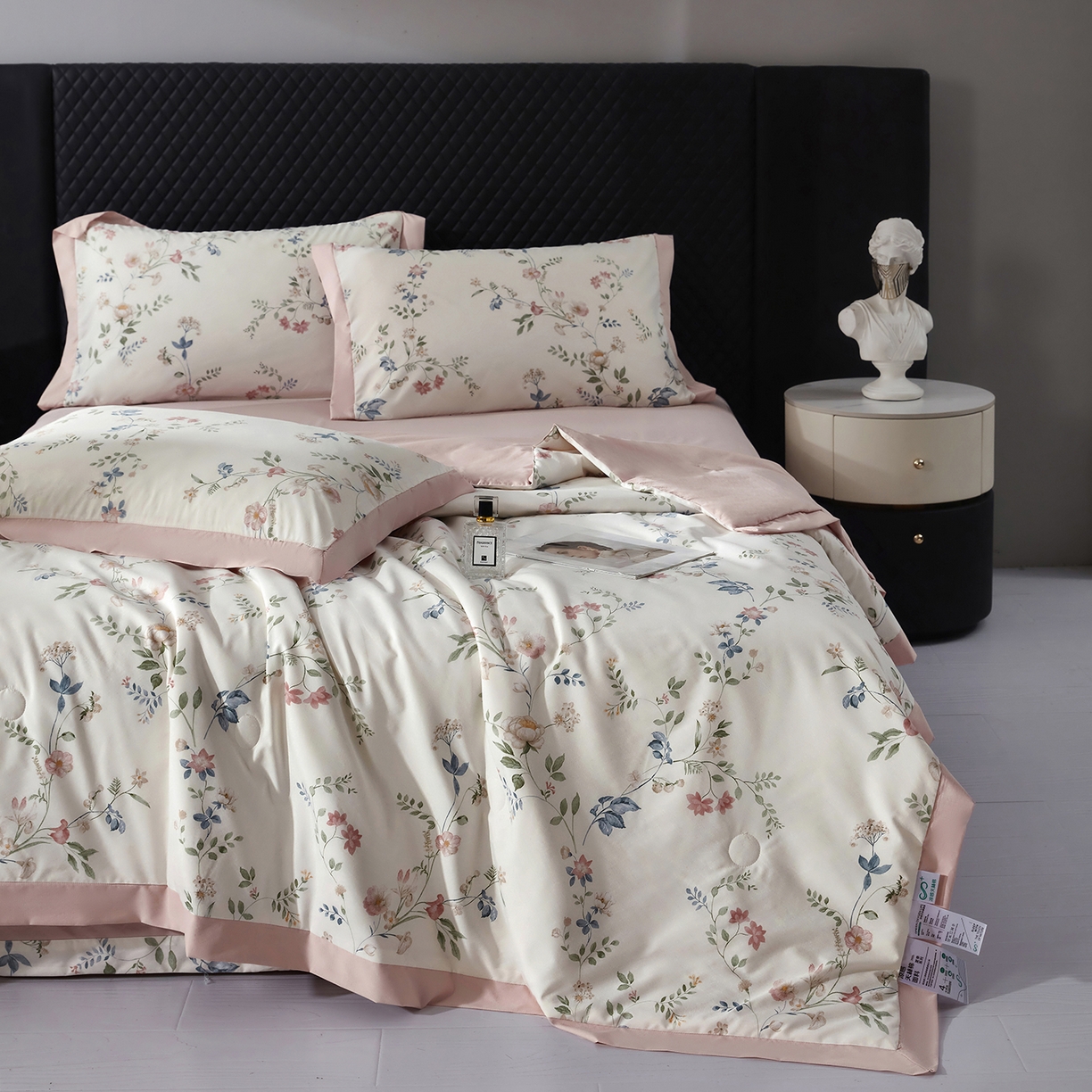 91家纺网 家纺一手货源 找家纺 网客家纺 2026新款A类凉感天丝棉夏被四件套 未央