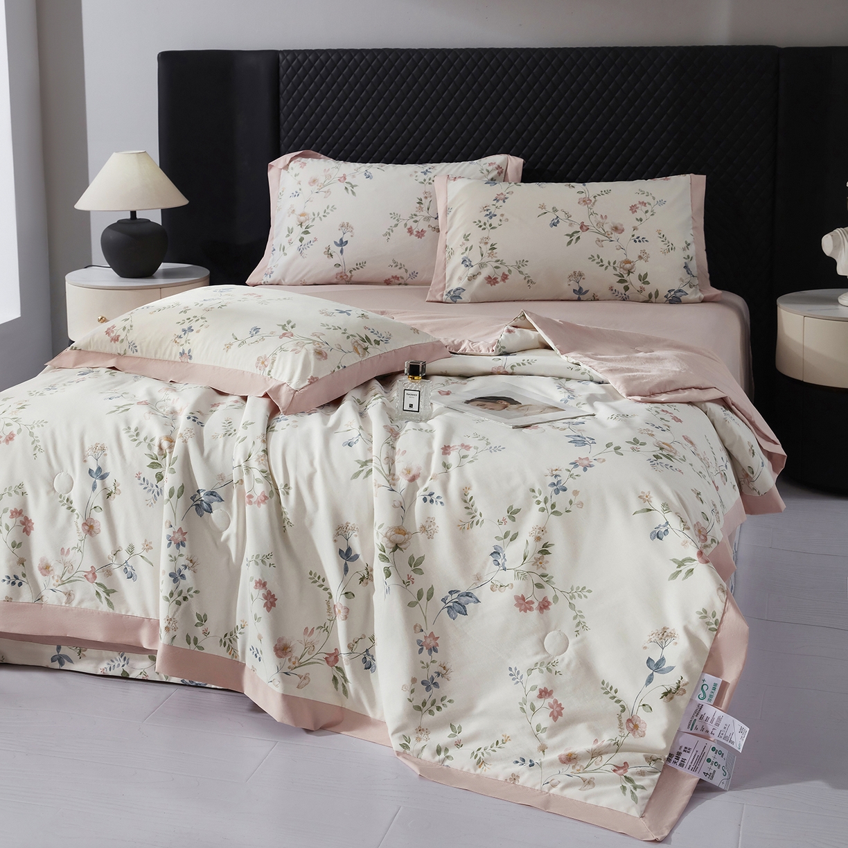 91家纺网 家纺一手货源 找家纺 网客家纺 2026新款A类凉感天丝棉夏被四件套 未央