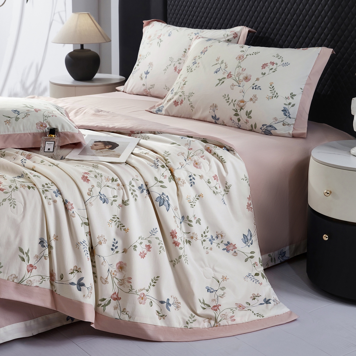 91家纺网 家纺一手货源 找家纺 网客家纺 2026新款A类凉感天丝棉夏被四件套 未央