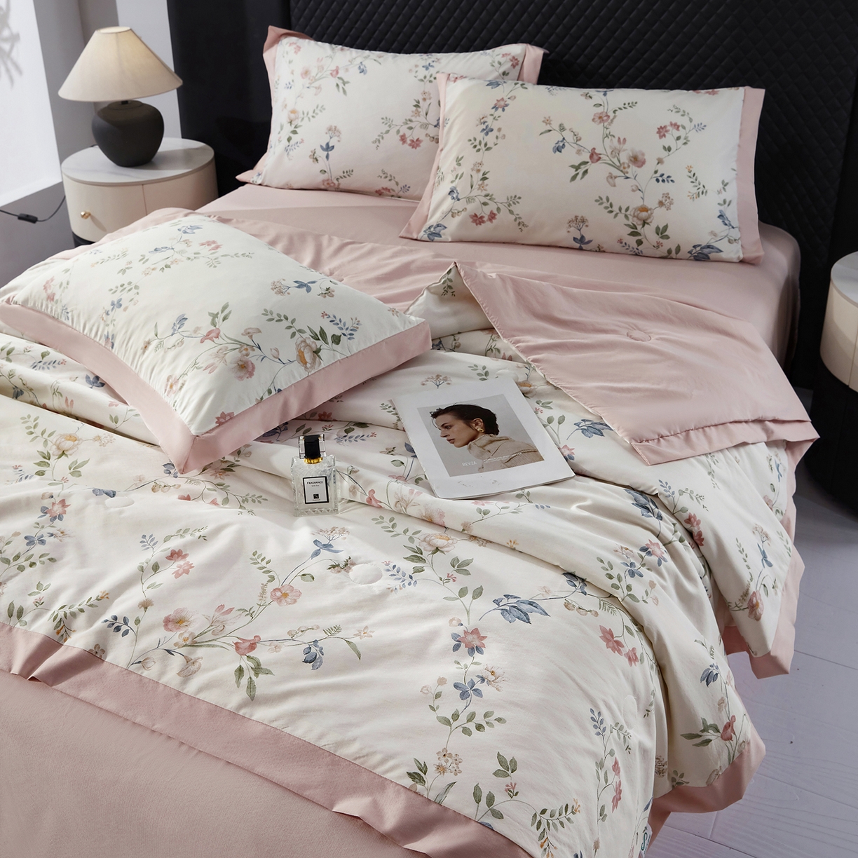 91家纺网 家纺一手货源 找家纺 网客家纺 2026新款A类凉感天丝棉夏被四件套 未央