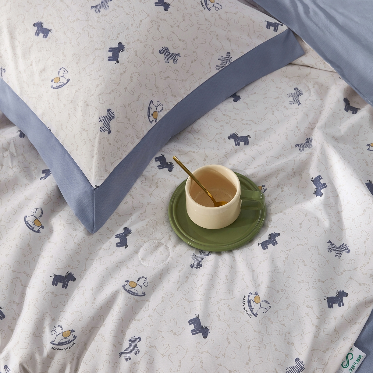 91家纺网 家纺一手货源 找家纺 网客家纺 2026新款A类凉感天丝棉夏被四件套 小木马