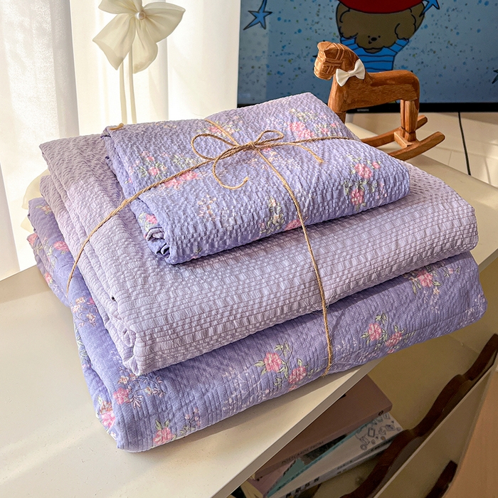 91家纺网 家纺一手货源 找家纺 （总）仟网汇 2026新款简单款泡芙纱印花四件套