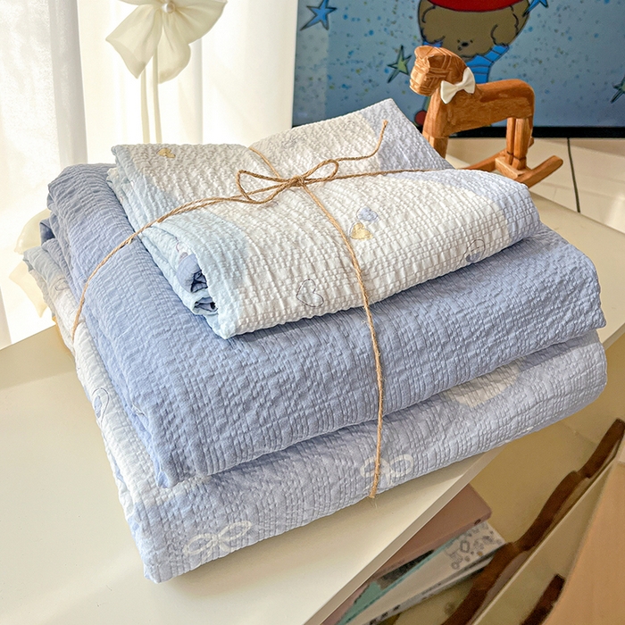 仟网汇 2026新款简单款泡芙纱印花四件套 果子小象