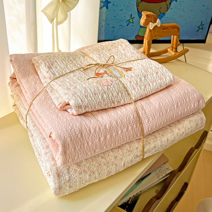 仟网汇 2026新款简单款泡芙纱印花四件套 花影女孩