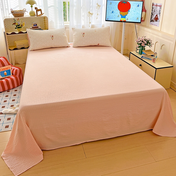 91家纺网 家纺一手货源 找家纺 仟网汇 2026新款简单款泡芙纱印花四件套 花影女孩