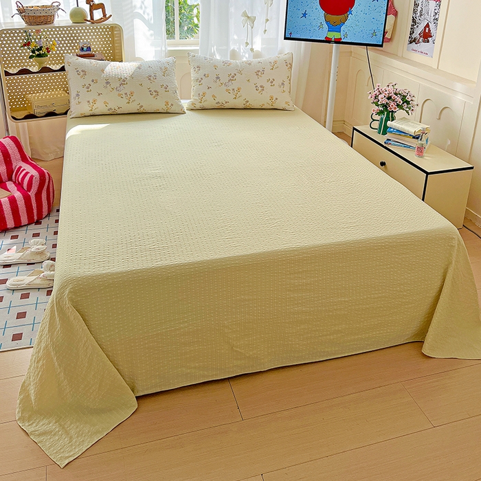 91家纺网 家纺一手货源 找家纺 仟网汇 2026新款简单款泡芙纱印花四件套 欢乐趴