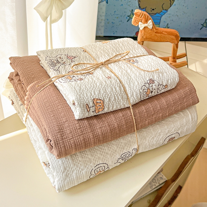 仟网汇 2026新款简单款泡芙纱印花四件套 萌宠派对