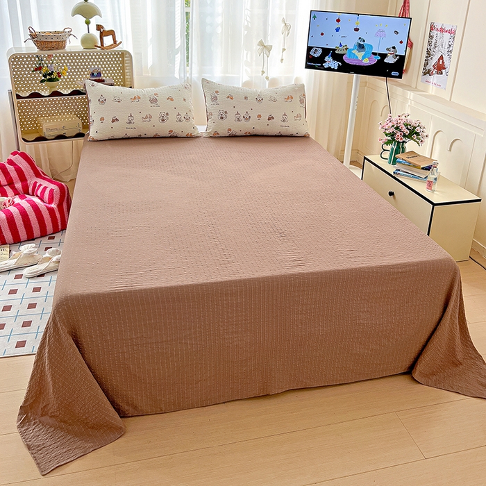 91家纺网 家纺一手货源 找家纺 仟网汇 2026新款简单款泡芙纱印花四件套 萌宠派对