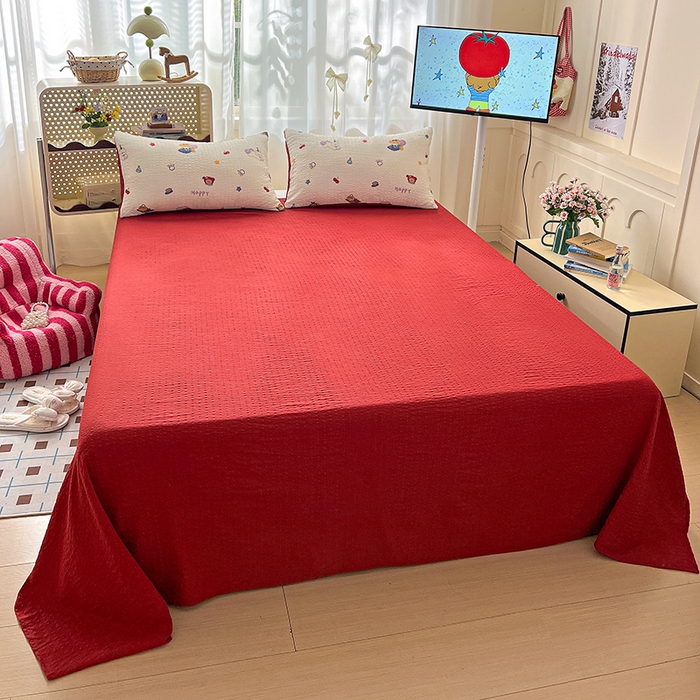 91家纺网 家纺一手货源 找家纺 仟网汇 2026新款简单款泡芙纱印花四件套 萌星奇遇