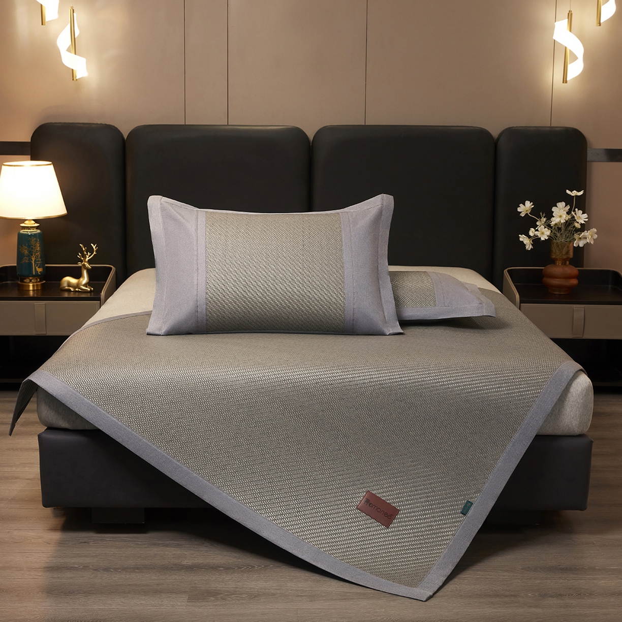 91家纺网 家纺一手货源 找家纺 网客家纺 2026新款Romanee雪藤凉感席 灰色