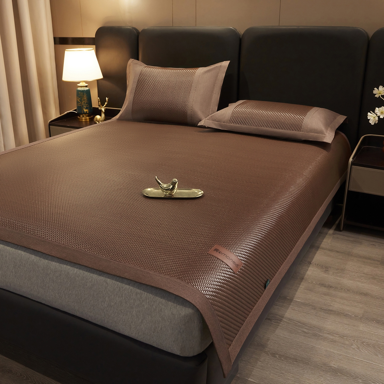 91家纺网 家纺一手货源 找家纺 网客家纺 2026新款Romanee雪藤凉感席 咖色