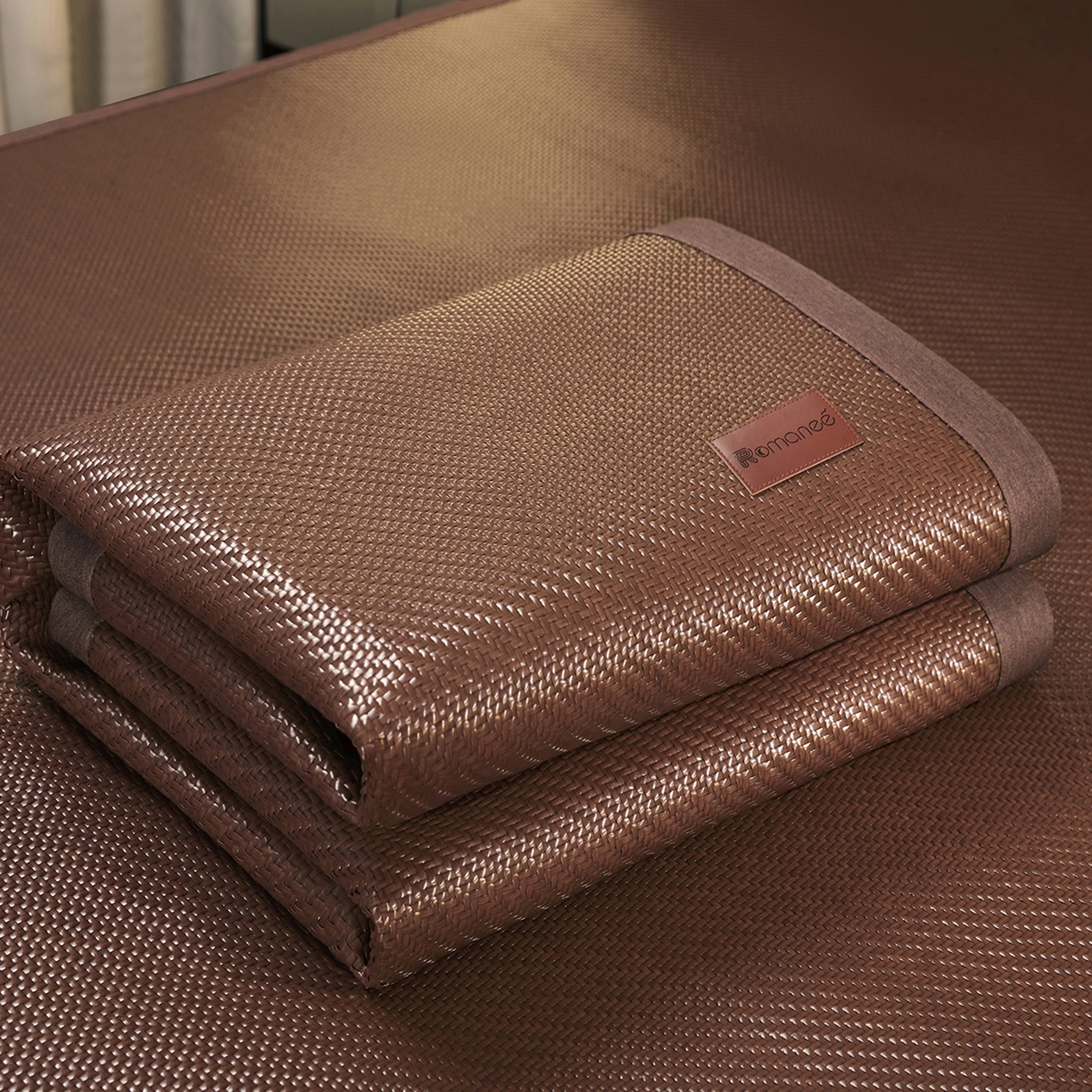 91家纺网 家纺一手货源 找家纺 网客家纺 2026新款Romanee雪藤凉感席 咖色