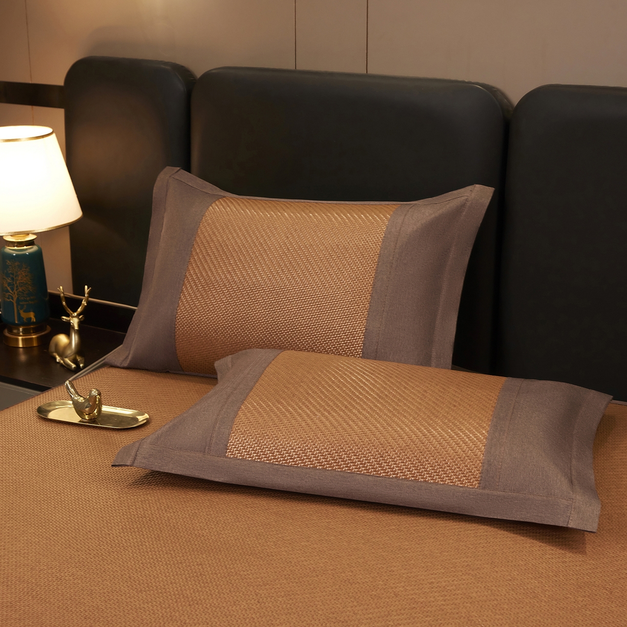 91家纺网 家纺一手货源 找家纺 网客家纺 2026新款Romanee雪藤凉感席 卡其