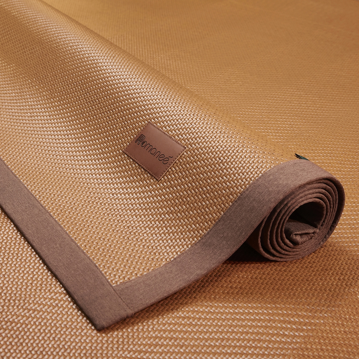 91家纺网 家纺一手货源 找家纺 网客家纺 2026新款Romanee雪藤凉感席 卡其