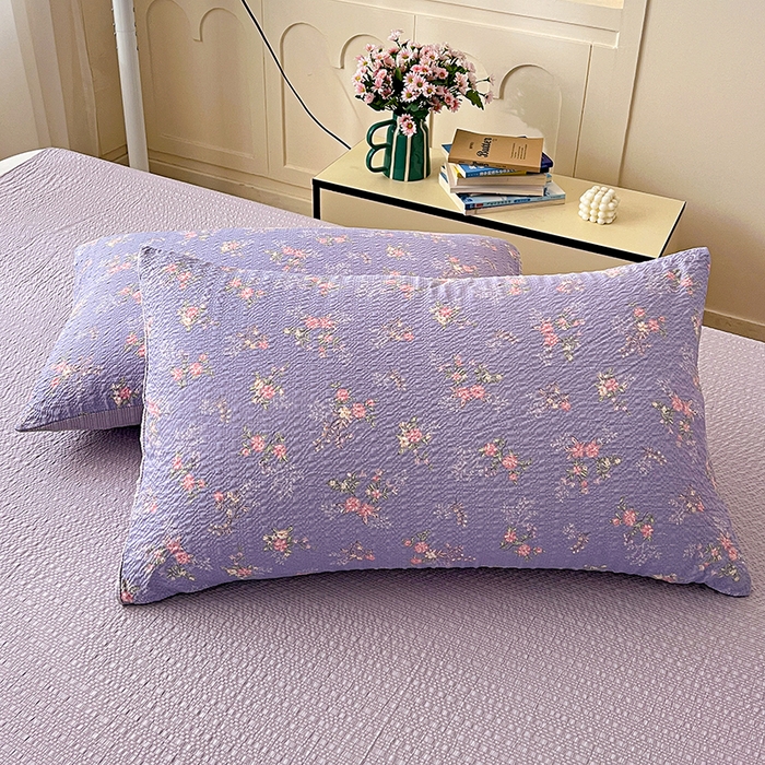 91家纺网 家纺一手货源 找家纺 仟网汇 2026新款简单款泡芙纱印花四件套 水云间