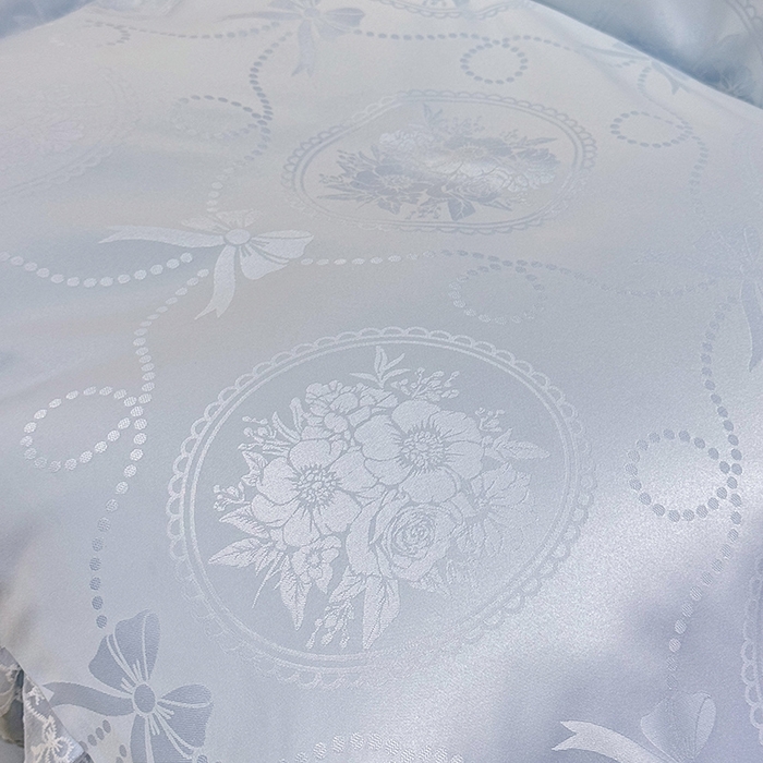 91家纺网 家纺一手货源 找家纺 优贝家纺 2026春夏新款提花水洗天丝冰丝天丝韩版夹棉床盖四件套 花涧-天蓝