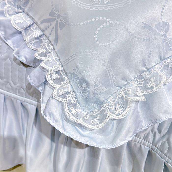 91家纺网 家纺一手货源 找家纺 优贝家纺 2026春夏新款提花水洗天丝冰丝天丝韩版夹棉床盖四件套 花涧-天蓝