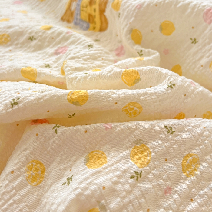 91家纺网 家纺一手货源 找家纺 仟网汇 2026新款简单款泡芙纱印花四件套 棕熊宝贝