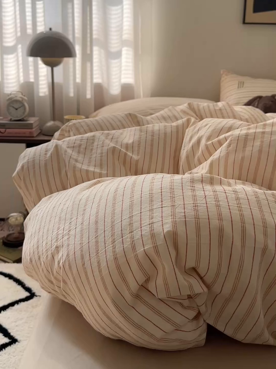 91家纺网 家纺一手货源 找家纺 艾咪-Amy ntmy 2026新款布标条纹款全棉纯棉色织水洗棉四件套 焦糖条