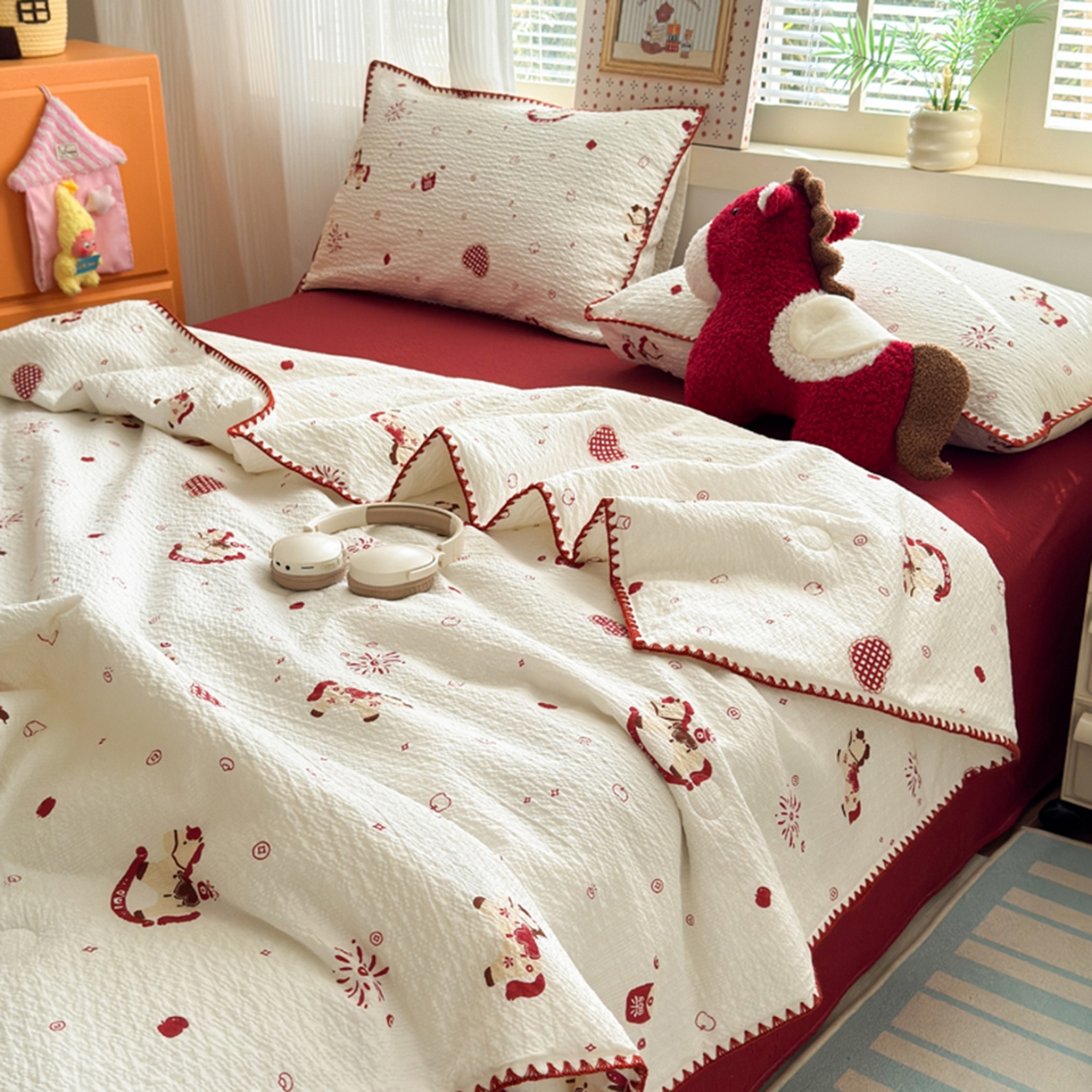 91家纺网 家纺一手货源 找家纺 暖阳 2026新款100%棉花泡芙棉贝壳夏被被子被芯 马上有福