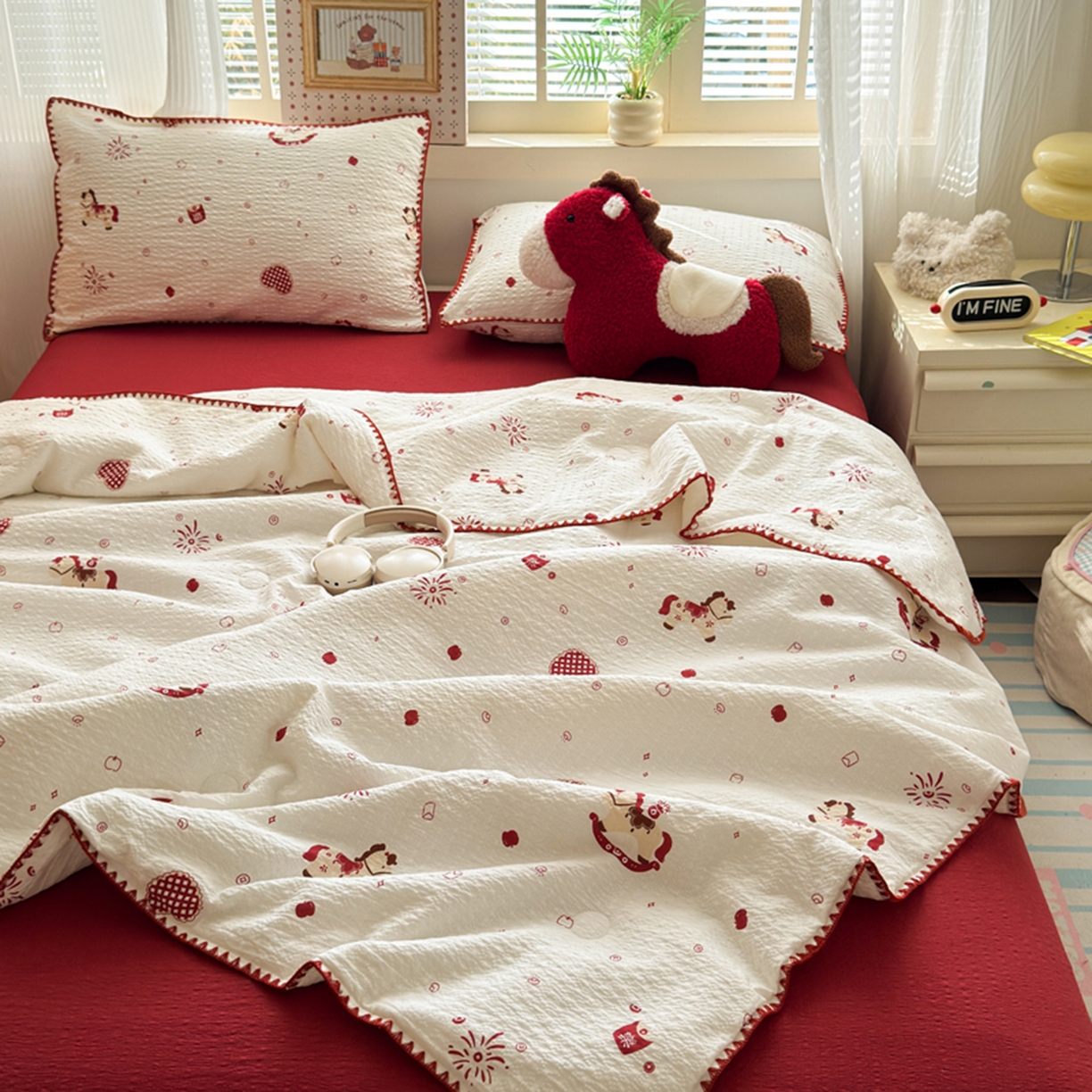 91家纺网 家纺一手货源 找家纺 暖阳 2026新款100%棉花泡芙棉贝壳夏被被子被芯 马上有福