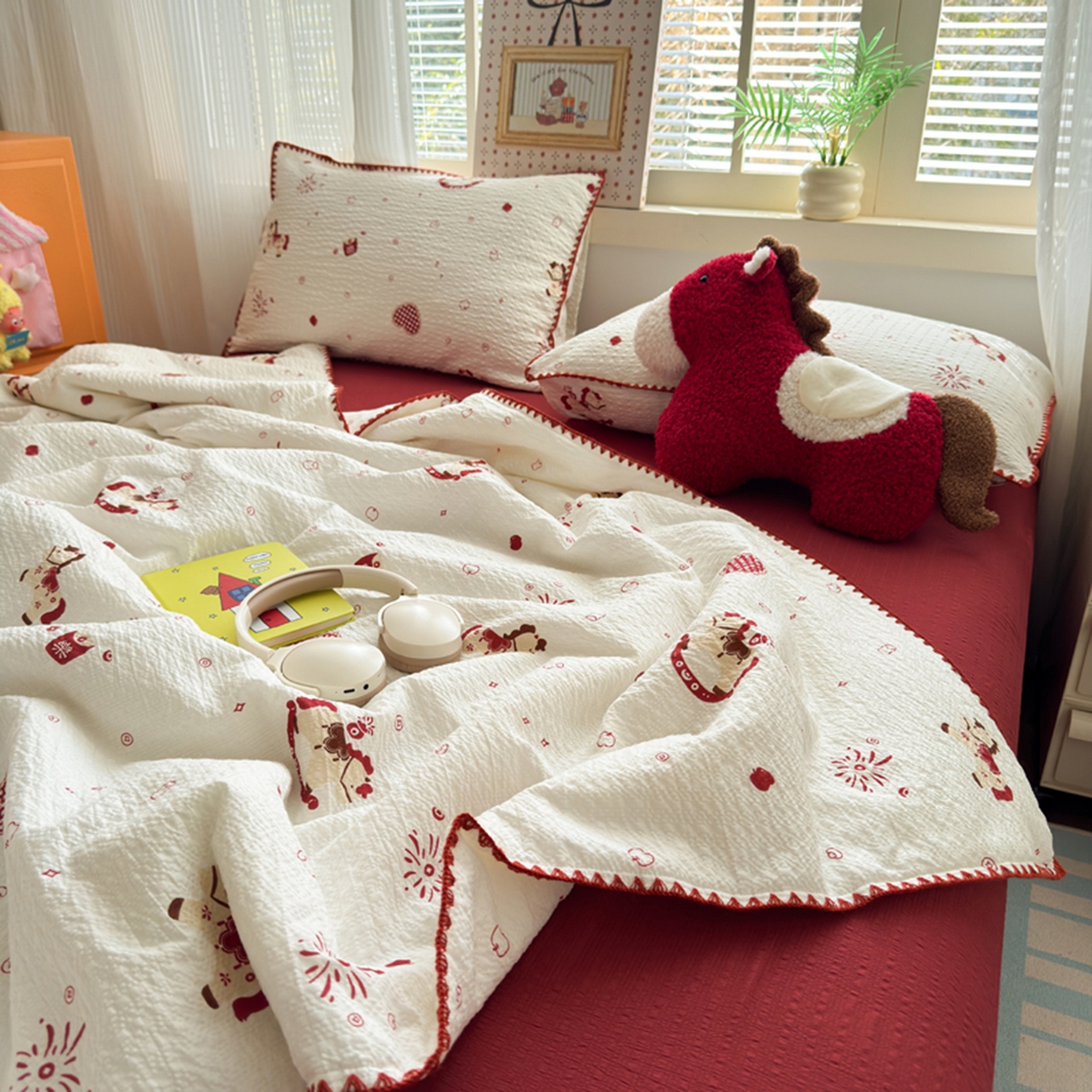 91家纺网 家纺一手货源 找家纺 暖阳 2026新款100%棉花泡芙棉贝壳夏被被子被芯 马上有福