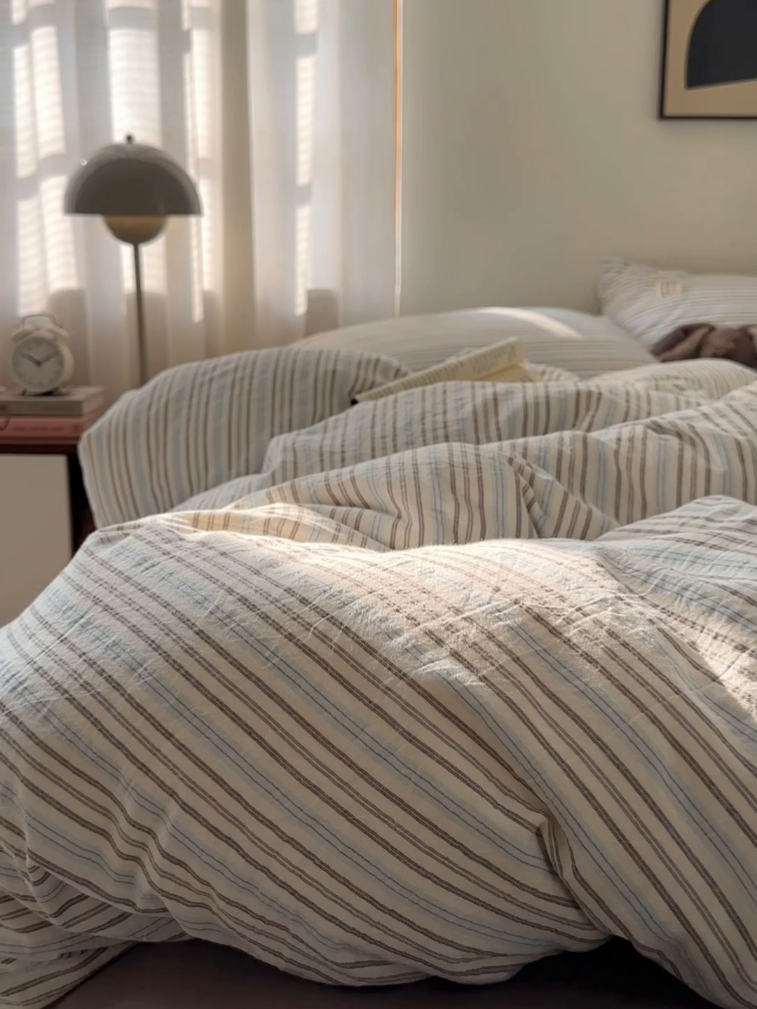 91家纺网 家纺一手货源 找家纺 艾咪-Amy ntmy 2026新款布标条纹款全棉纯棉色织水洗棉四件套 蓝灰条