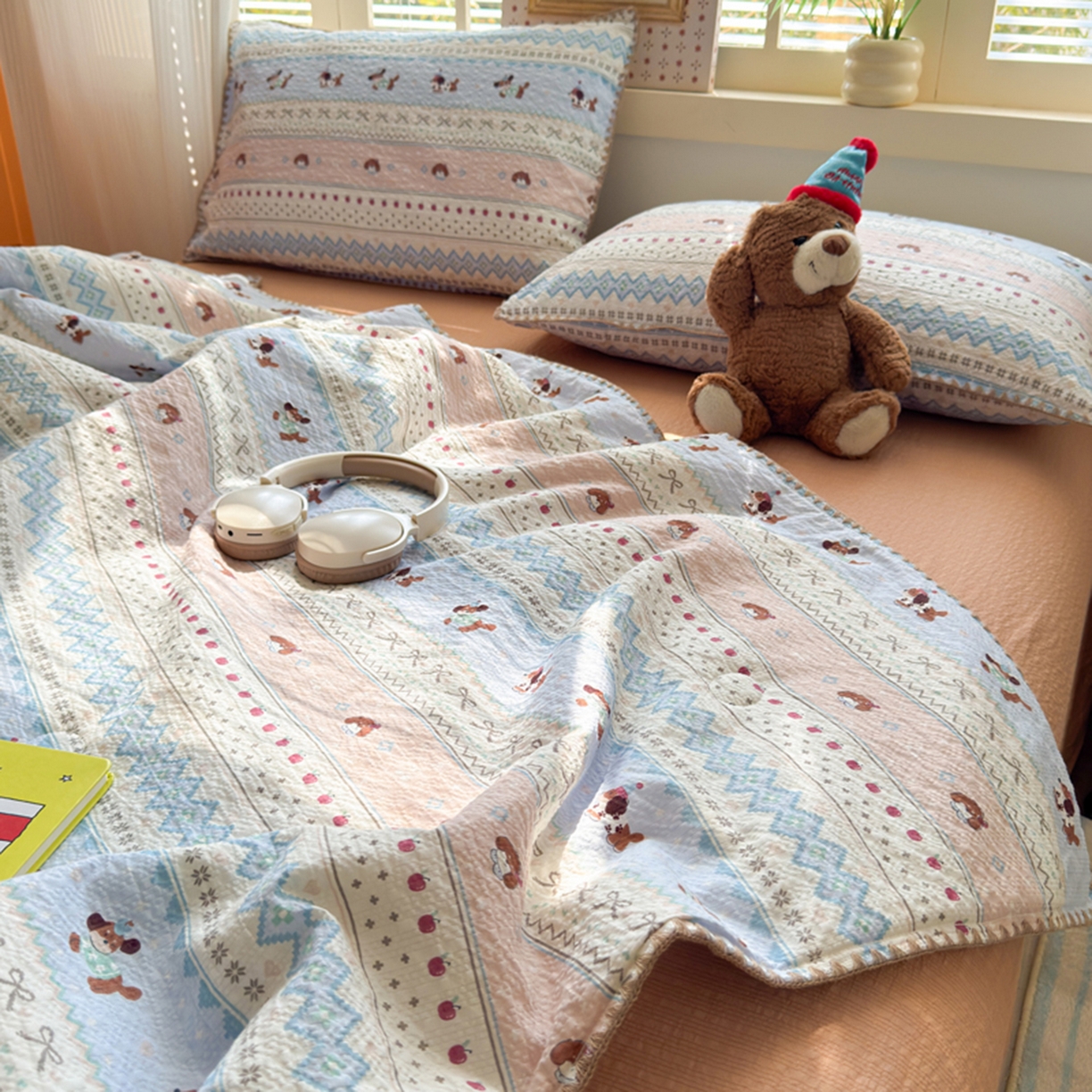 91家纺网 家纺一手货源 找家纺 暖阳 2026新款100%棉花泡芙棉贝壳夏被被子被芯 费尔岛狗