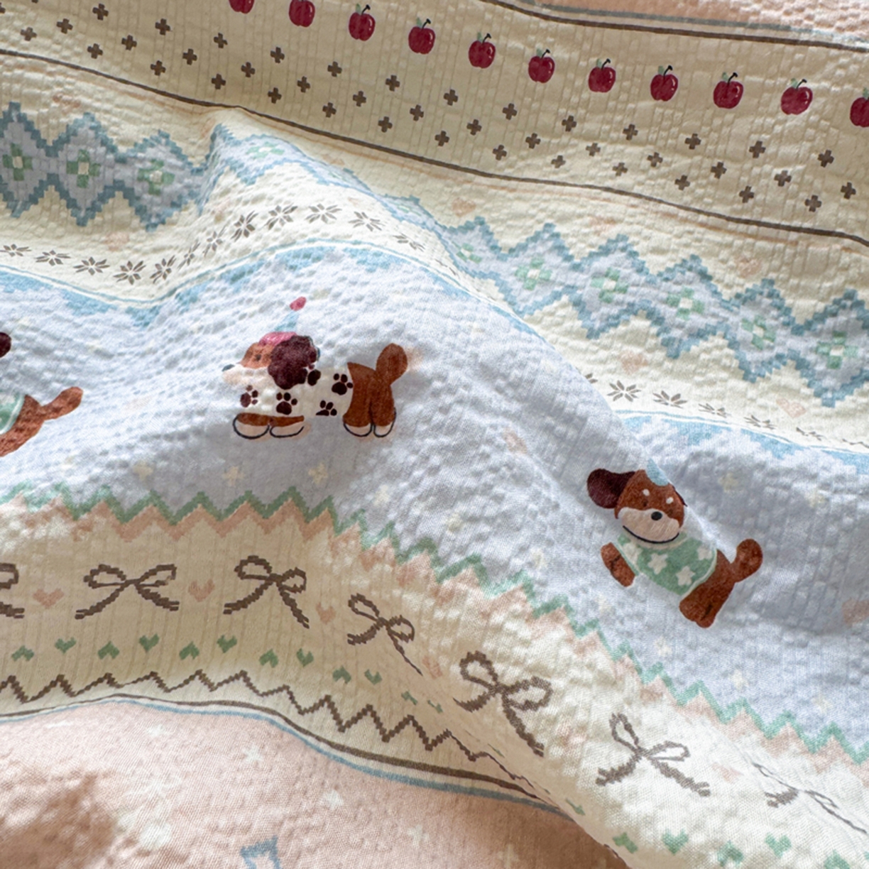 91家纺网 家纺一手货源 找家纺 暖阳 2026新款100%棉花泡芙棉贝壳夏被被子被芯 费尔岛狗