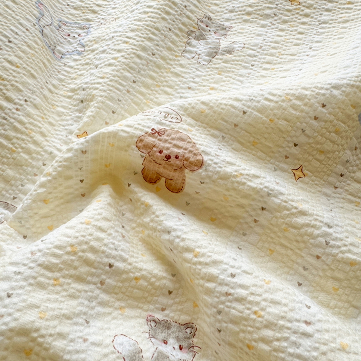 91家纺网 家纺一手货源 找家纺 暖阳 2026新款100%棉花泡芙棉贝壳夏被被子被芯 狗狗乐园