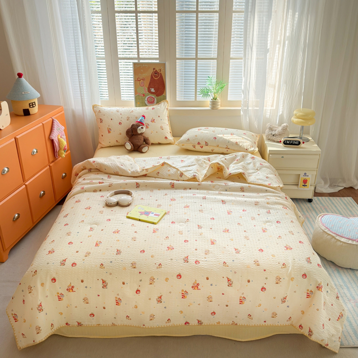 91家纺网 家纺一手货源 找家纺 暖阳 2026新款100%棉花泡芙棉贝壳夏被被子被芯 小星仔仔