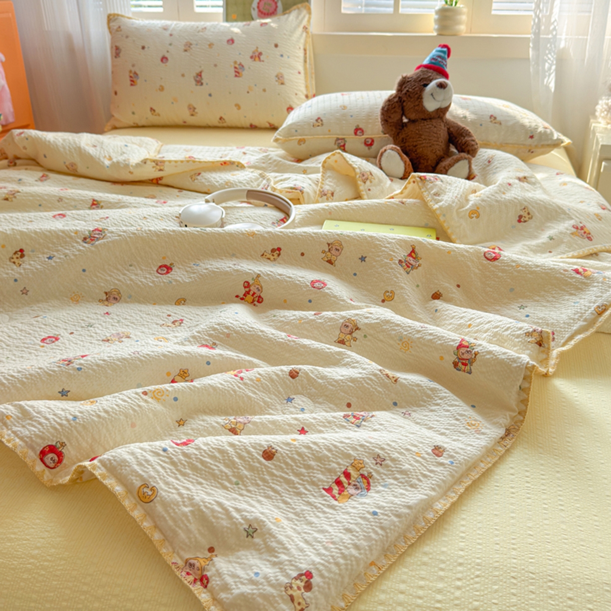 91家纺网 家纺一手货源 找家纺 暖阳 2026新款100%棉花泡芙棉贝壳夏被被子被芯 小星仔仔