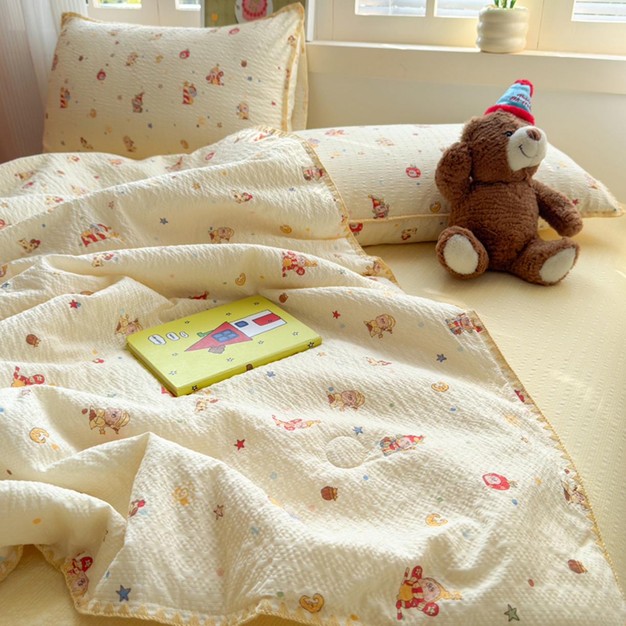 91家纺网 家纺一手货源 找家纺 暖阳 2026新款100%棉花泡芙棉贝壳夏被被子被芯 小星仔仔