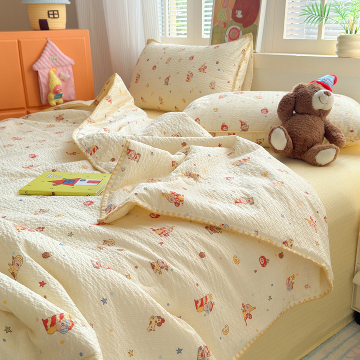 91家纺网 家纺一手货源 找家纺 暖阳 2026新款100%棉花泡芙棉贝壳夏被被子被芯 小星仔仔