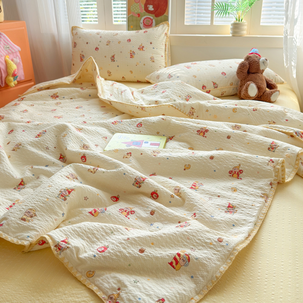 91家纺网 家纺一手货源 找家纺 暖阳 2026新款100%棉花泡芙棉贝壳夏被被子被芯 小星仔仔