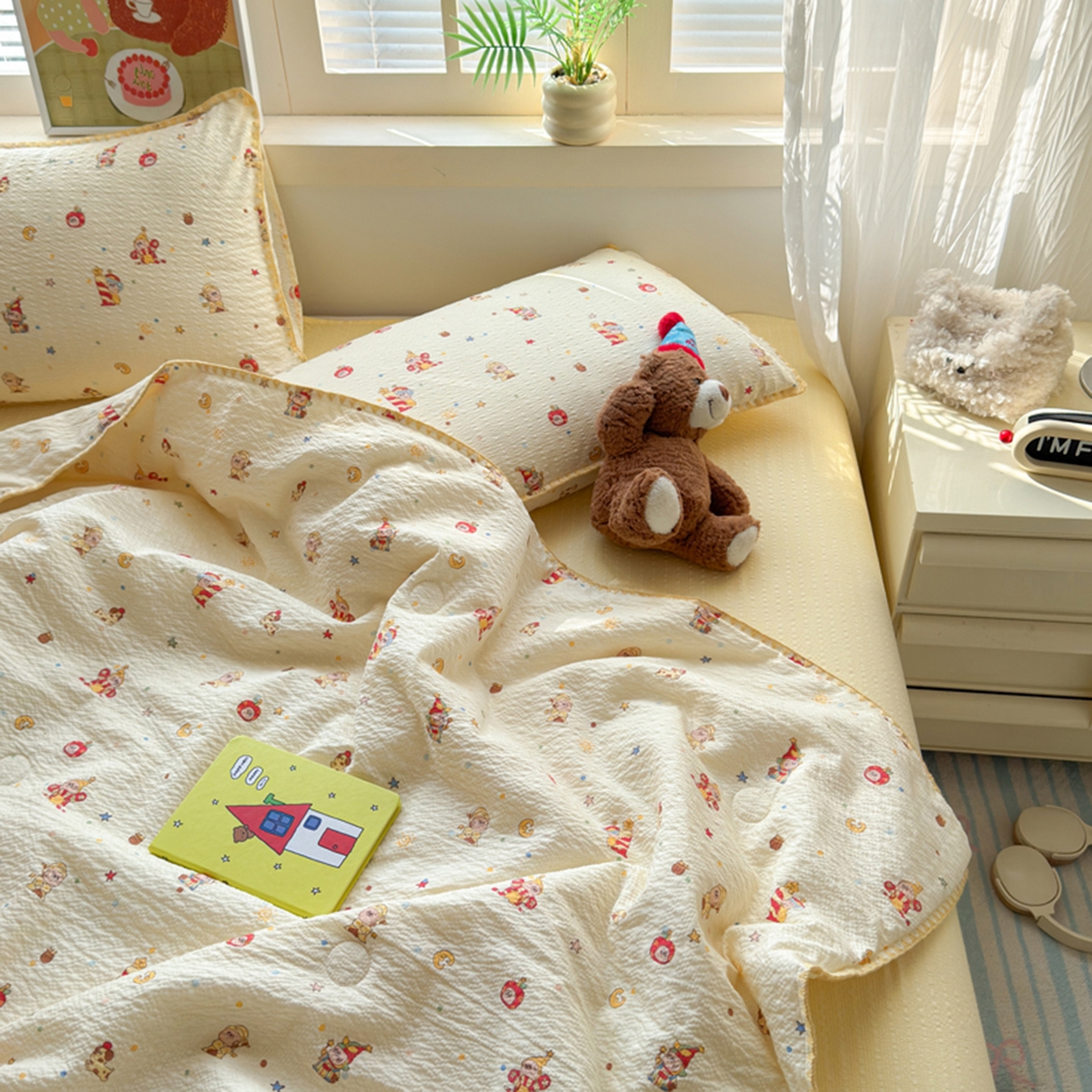 91家纺网 家纺一手货源 找家纺 暖阳 2026新款100%棉花泡芙棉贝壳夏被被子被芯 小星仔仔