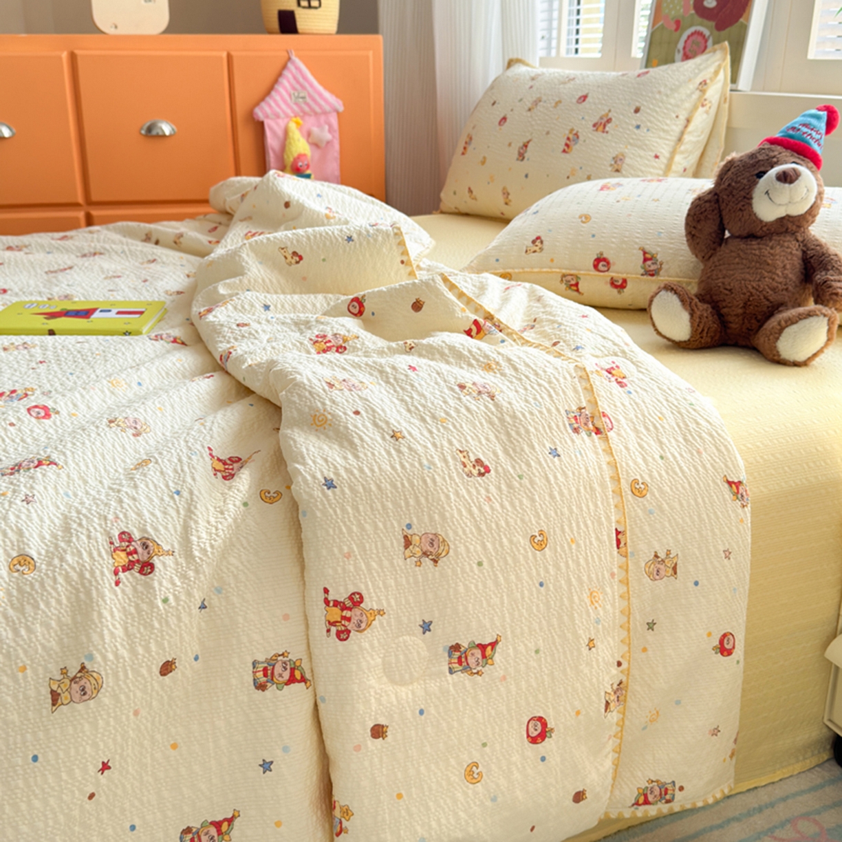 91家纺网 家纺一手货源 找家纺 暖阳 2026新款100%棉花泡芙棉贝壳夏被被子被芯 小星仔仔