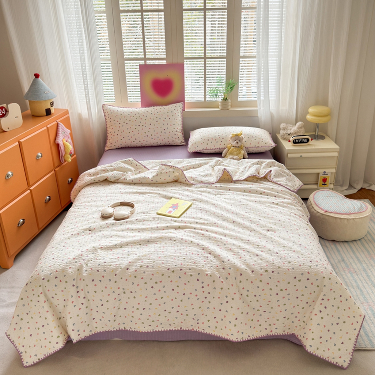 91家纺网 家纺一手货源 找家纺 暖阳 2026新款100%棉花泡芙棉贝壳夏被被子被芯 心心相印