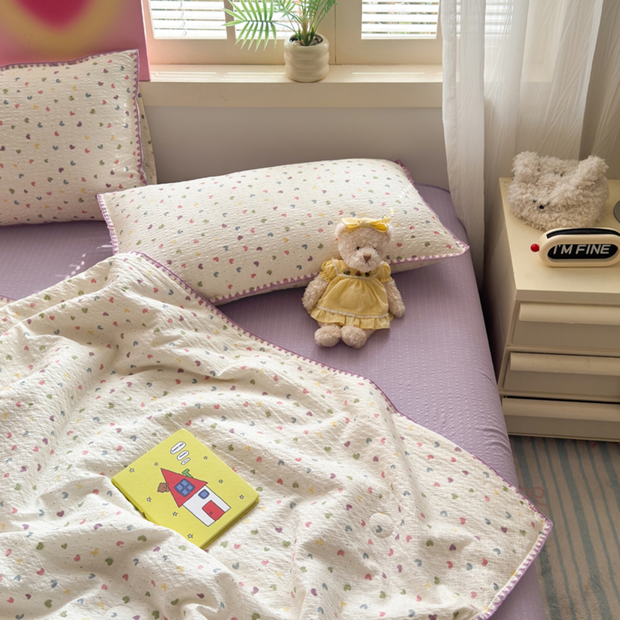 91家纺网 家纺一手货源 找家纺 暖阳 2026新款100%棉花泡芙棉贝壳夏被被子被芯 心心相印