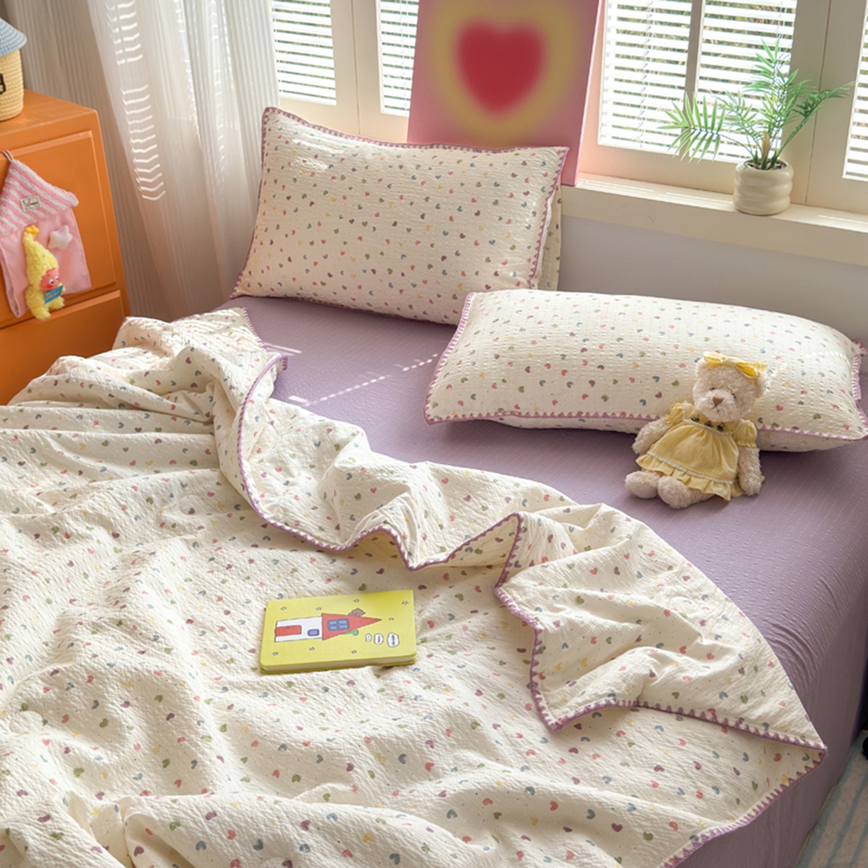 91家纺网 家纺一手货源 找家纺 暖阳 2026新款100%棉花泡芙棉贝壳夏被被子被芯 心心相印