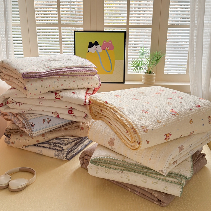 暖阳 2026新款100%棉花泡芙棉贝壳夏被被子被芯 组合