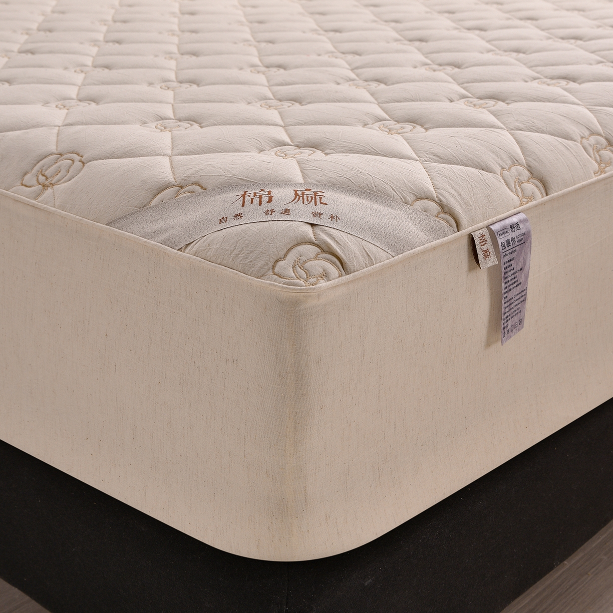 91家纺网 家纺一手货源 找家纺 好眠好梦家纺 2026新款全棉纯棉棉麻抗菌防螨床笠 棉之语-本色