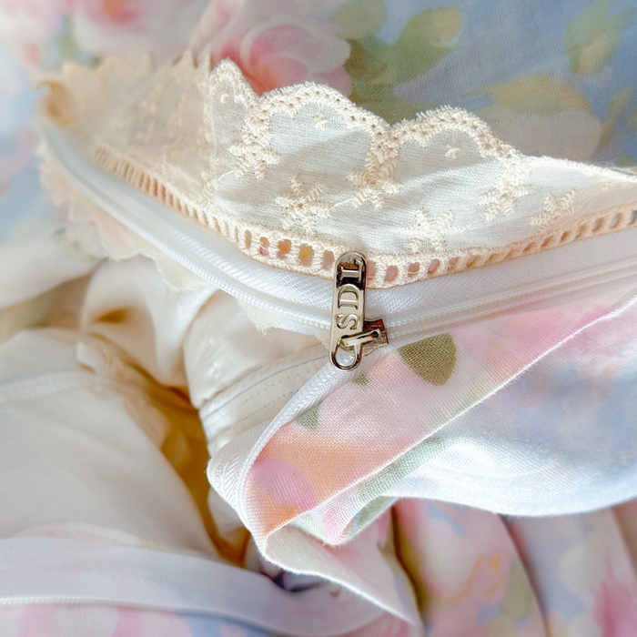 91家纺网 家纺一手货源 找家纺 （总）【苏东来】2026韩版蕾丝花边纯棉全棉双层纱四件套印花纯棉四件套法式赫本木耳花边全棉公主双层纱四件套