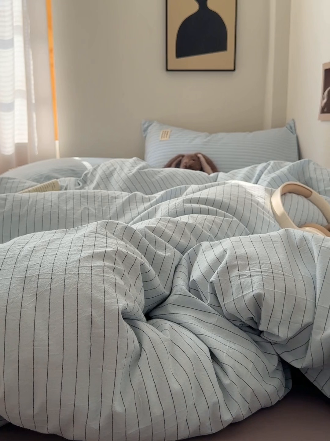 91家纺网 家纺一手货源 找家纺 艾咪-Amy ntmy 2026新款布标条纹款全棉纯棉色织水洗棉四件套 新蓝条