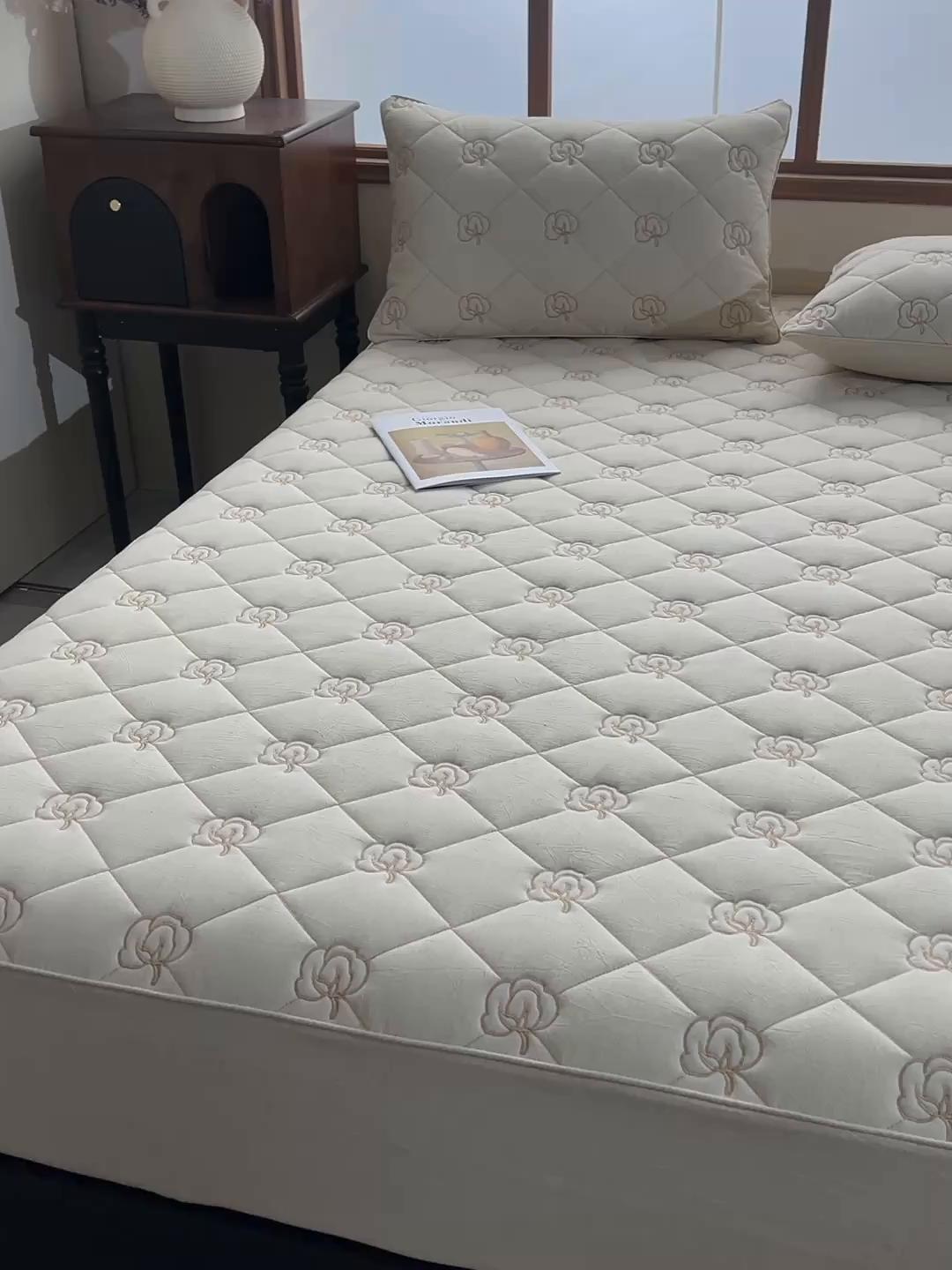 91家纺网 家纺一手货源 找家纺 好眠好梦家纺 2026新款全棉纯棉棉麻抗菌防螨床笠 棉之语-本色