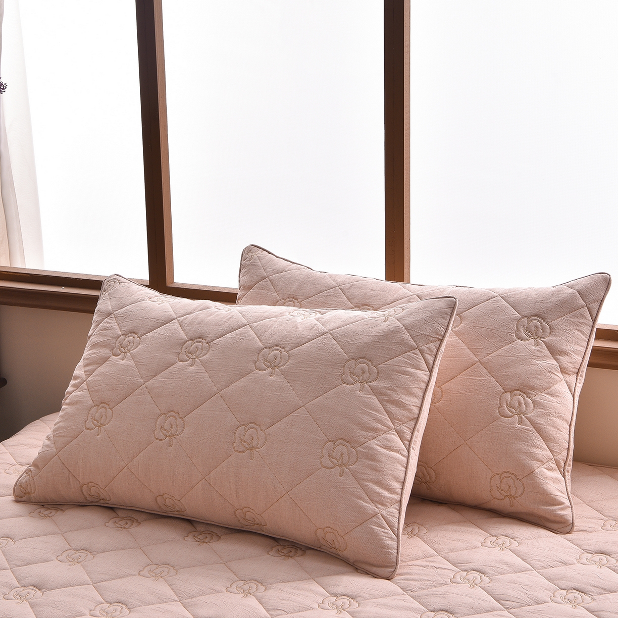 91家纺网 家纺一手货源 找家纺 好眠好梦家纺 2026新款全棉纯棉棉麻抗菌防螨床笠 棉之语-粉色