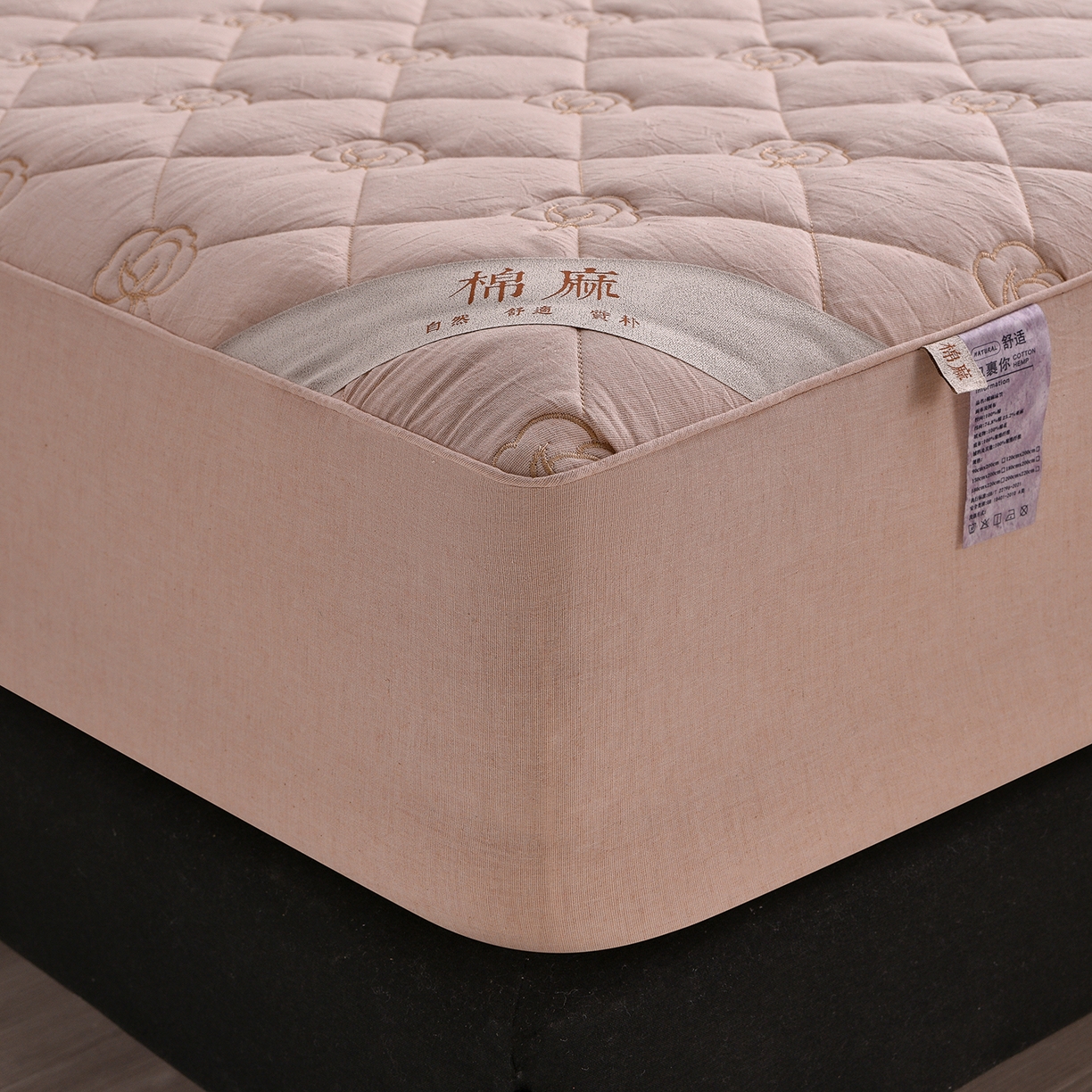 91家纺网 家纺一手货源 找家纺 好眠好梦家纺 2026新款全棉纯棉棉麻抗菌防螨床笠 棉之语-粉色