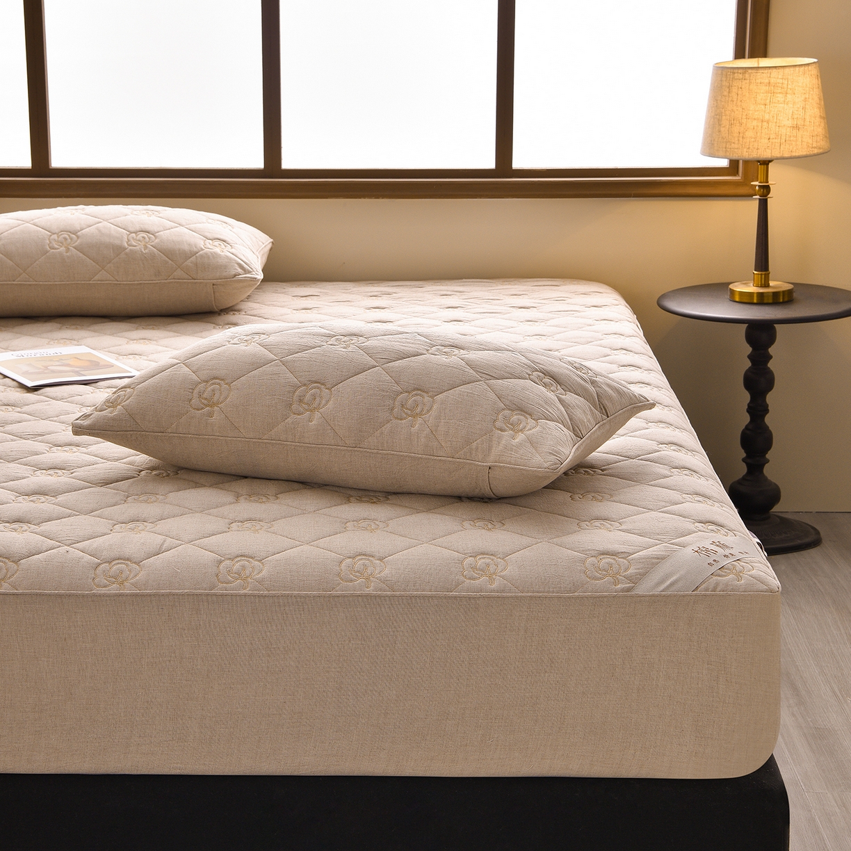 91家纺网 家纺一手货源 找家纺 好眠好梦家纺 2026新款全棉纯棉棉麻抗菌防螨床笠 棉之语-卡其